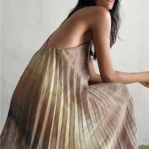 Zara pleated halter / pleated midi dress with beaded strap